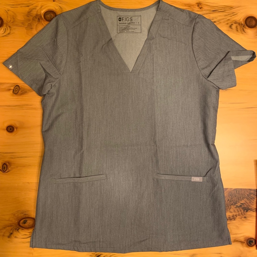 Figs Casma Denim Grey Top Small